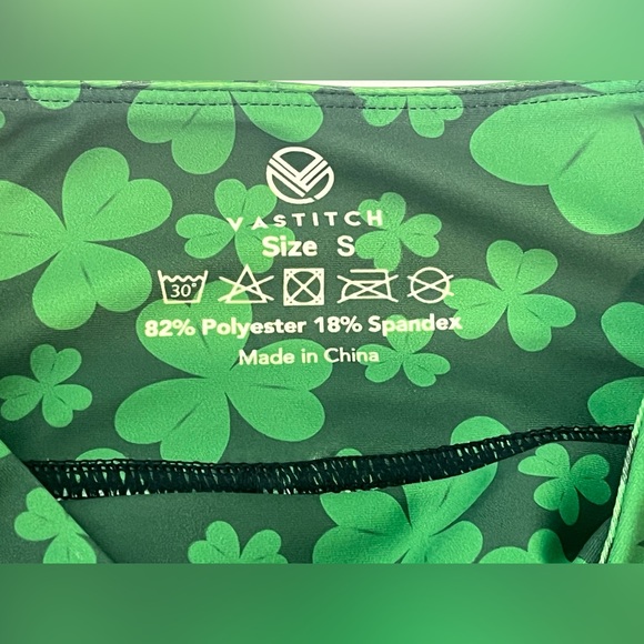 Vastitch Two-Tone Green Clover Women’s Leggings Size Small - Picture 9 of 14